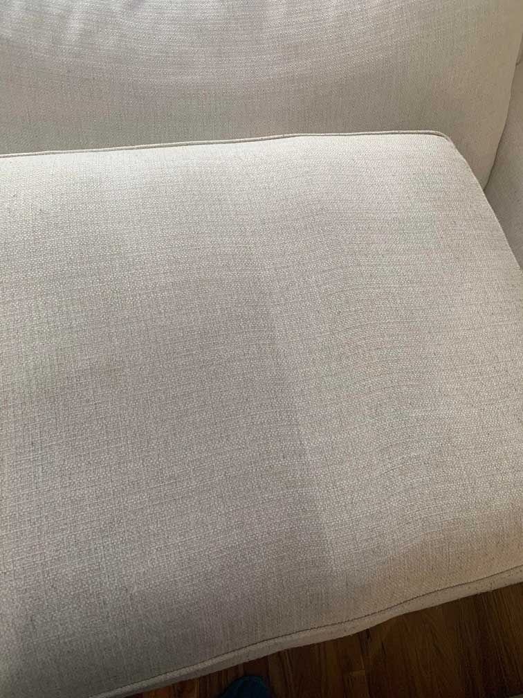 Cushion before and after furniture cleaning