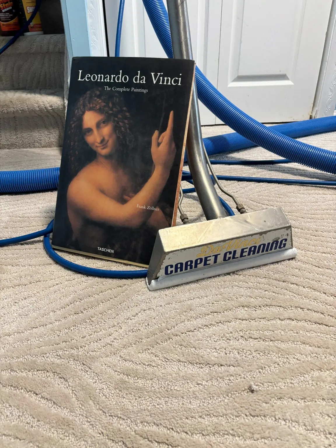 DaVinci Carpet Cleaning equipment on freshly cleaned carpet in Woodbridge NJ showcasing professional hot water extraction service.