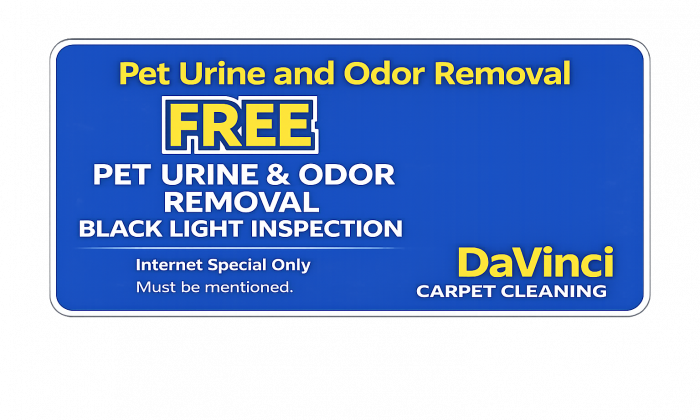 Free pet urine and odor removal black light inspection special from DaVinci Carpet Cleaning